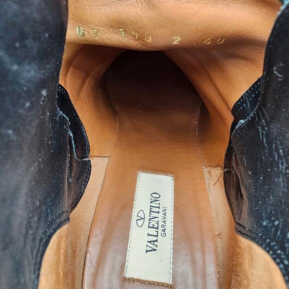 Valentino Garavani Rockstud Block Heel Ankle Boot Black Leather Size 40 US 10 - Picture 10 of 11